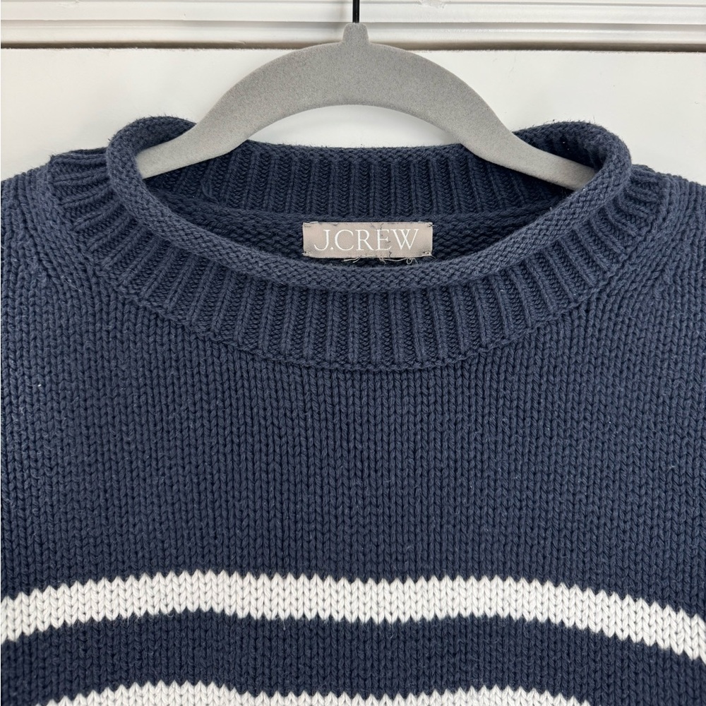 J. Crew Navy and White Striped Crewneck Sweater - Picture 4 of 5